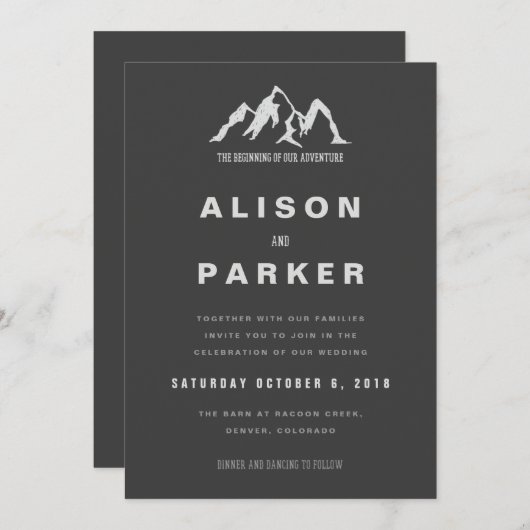 INVITATION LE DÉBUT DE NOTRE AVENTURE-FAIRE-PART DE MARIAGE (Devant / Derrière)