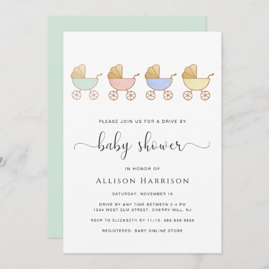 Invitation Le défilé de Retro Carriage (Devant / Derrière)