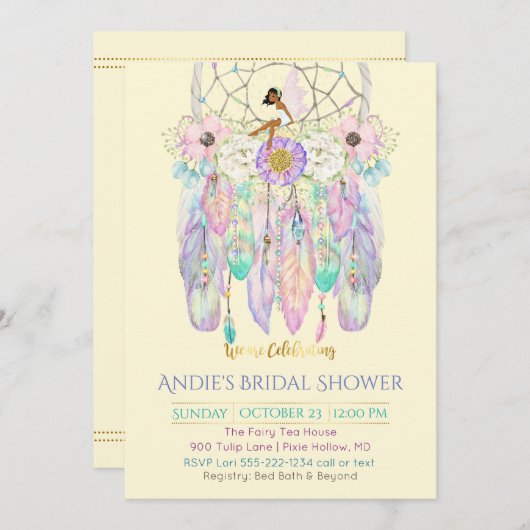 Invitation Le Dégustation De Rêves De Fée Ethnique Boho N'Imp (Devant / Derrière)