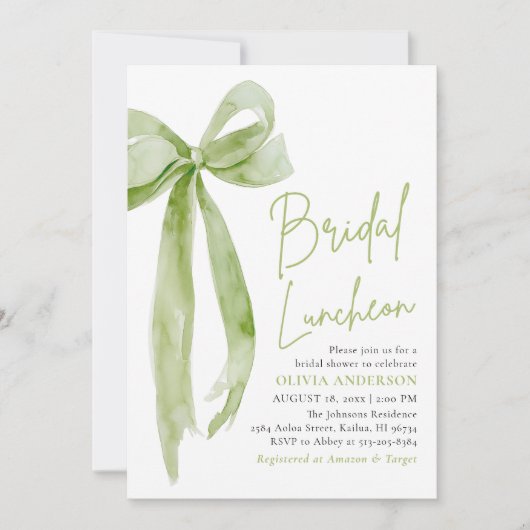 Invitation Le déjeuner de la nuptiale de Green Bow She's Tyin (Devant)