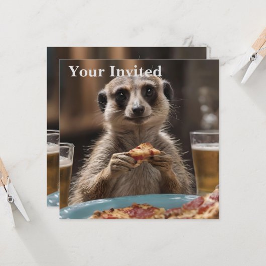 Invitation Le Déjeuner De Meerkat Sneaky, (Devant/Arrière en situation)