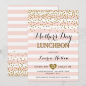 Invitation Le déjeuner du jour de mère élégant rougissent (Devant / Derrière)