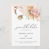 Invitation Le désert asséché de Boho Pampas sauvez les dattes (Devant / Derrière)