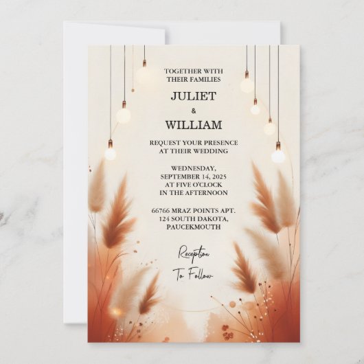 Invitation Le désert Rustique Boho Automne Ombre Mariage Brow (Devant)