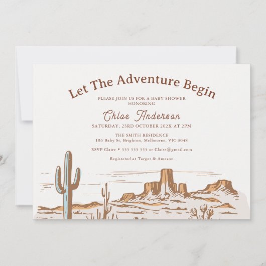 Invitation Le désert rustique : l'aventure commence le Baby s (Devant)