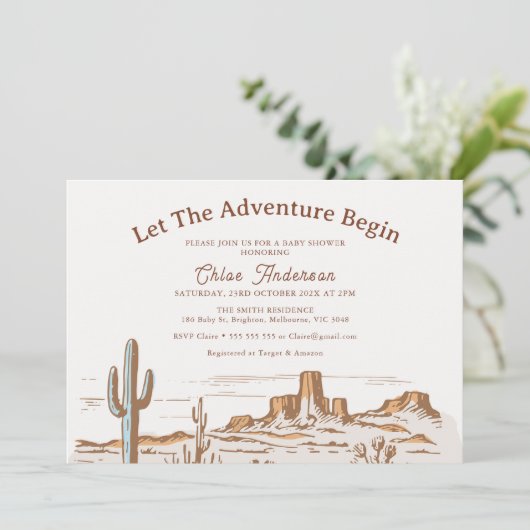 Invitation Le désert rustique : l'aventure commence le Baby s (Debout devant)
