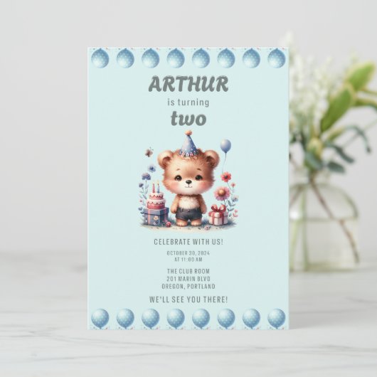 Invitation Le deuxième anniversaire d'Arthur (Debout devant)