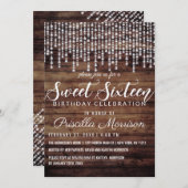 Invitation Le diamant accrochant en bois rustique allume le (Devant / Derrière)