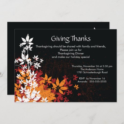 Invitation Le Dîner d'Action de Grâce De Chute (Devant / Derrière)