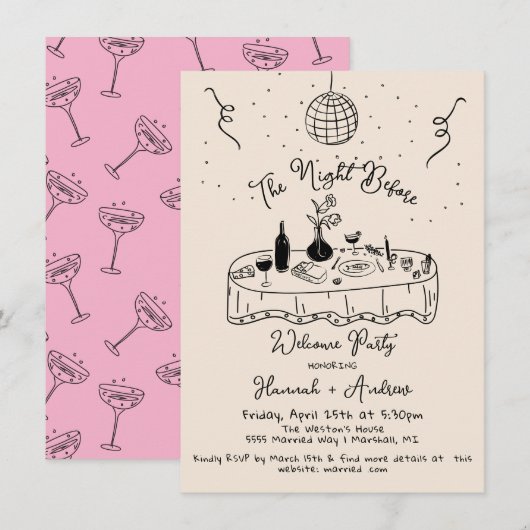 Invitation Le Dîner de Répétition de la Veille (Devant / Derrière)