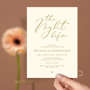 Invitation Le Dîner de Répétition de Mariage Romantique de la