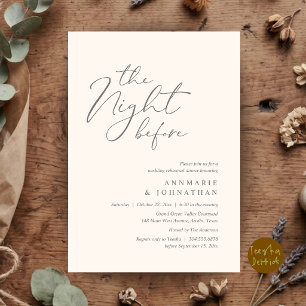 Invitation Le Dîner de Répétition de Mariage Romantique la Ve