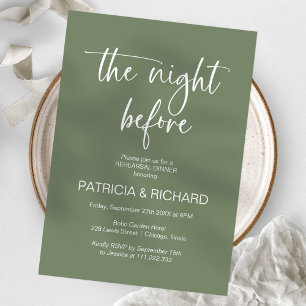 Invitation Le Dîner de Répétition Sage Green de la Veille