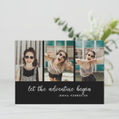 Invitation Le Diplômé Laisser L'Aventure Commencer | Trois ph (Debout devant)