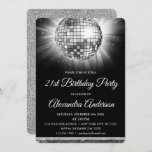 Invitation Le Disco Ball du 21e anniversaire d'Argent - Parti<br><div class="desc">Invitation au Disco Ball Party de la fête de l'anniversaire Silver Twenty First. L'Invitation à la fête du 21e anniversaire Silver and Black est idéale pour une fête du 21e anniversaire moderne.</div>