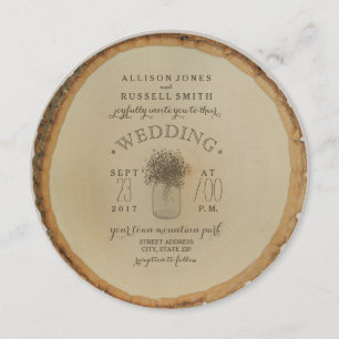 Invitation Le disque en bois a inspiré le mariage du souffle