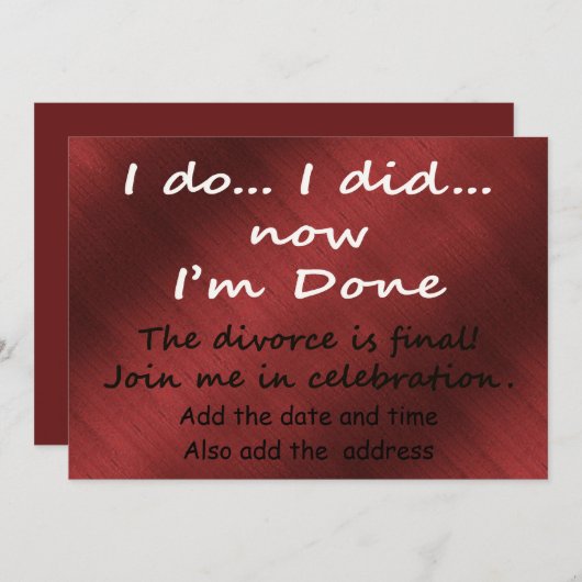 Invitation Le divorce est définitif (Devant / Derrière)