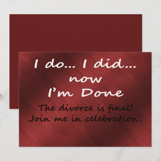 Invitation Le divorce est finalisé (Devant / Derrière)