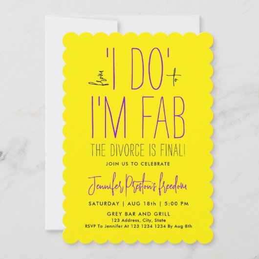 Invitation Le Divorce Jaune moderne branché rompt (Devant)