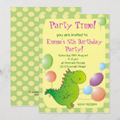 Invitation Le dragon mignon badine l'invitation de partie, la (Devant / Derrière)