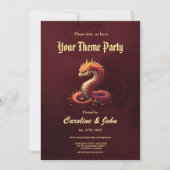 Invitation Le dragon serpent doré. (Devant)