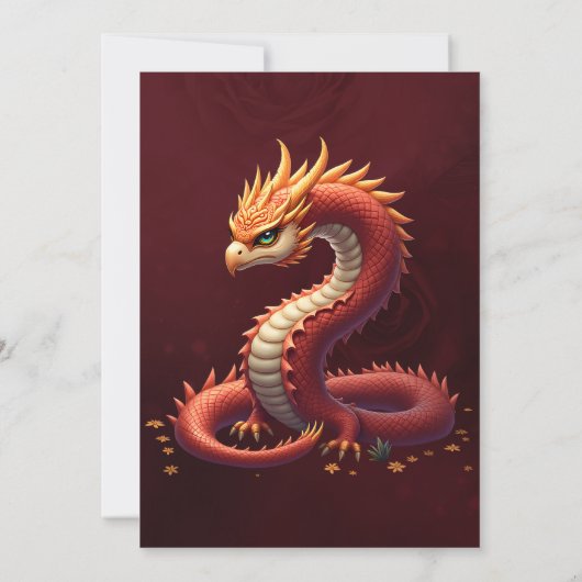 Invitation Le dragon serpent doré. (Dos)