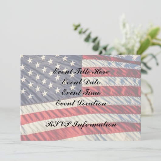 Invitation Le drapeau américain (Debout devant)