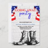 Invitation Le drapeau américain et les bottes de la fête de l (Devant)