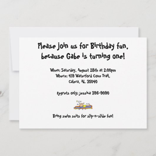 Invitation Le ęr anniversaire de Gabriel (Dos)