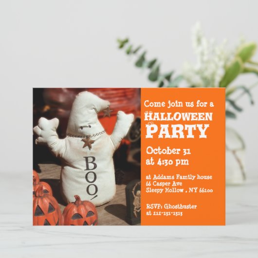 Invitation Le fantôme d'invitation de partie de Halloween (Debout devant)