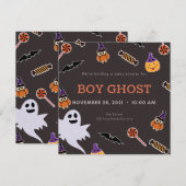 Invitation Le fantôme halloween baby shower petite boite invi (Devant / Derrière)