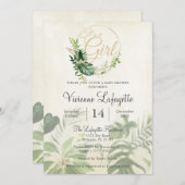 Invitation Le feuillage des feuilles tropicales est un Baby s (Devant / Derrière)