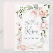 Invitation Le feuillage rose floral Combien de baisers dans l (Devant / Derrière)