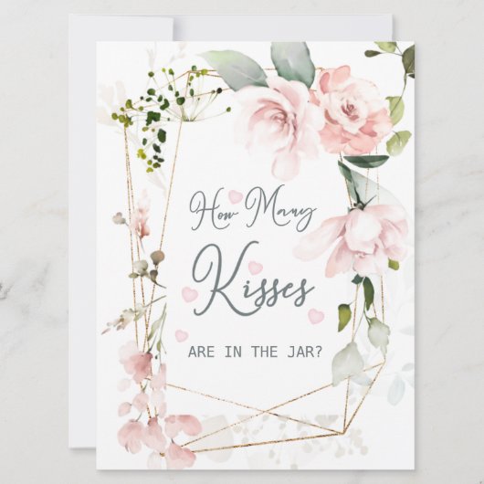 Invitation Le feuillage rose floral Combien de baisers dans l (Devant)