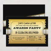 Invitation Le film annuel attribue à partie le billet d'or (Devant / Derrière)