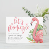 Invitation Le Flamant rose Feuille tropical Flamingle (Debout devant)