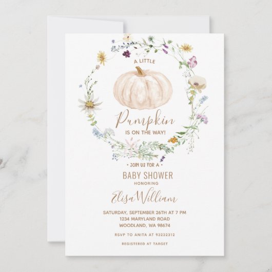 Invitation Le Fleur sauvage Citrouille d'automne est sur le B (Devant)