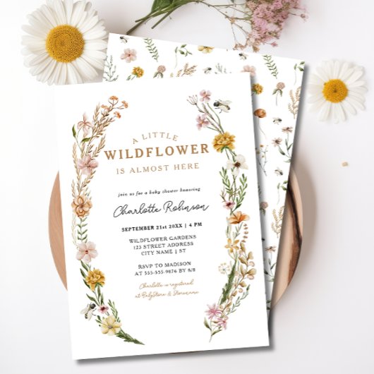 Invitation Le fleur sauvage Est Sur Le Chemin Du Baby shower 