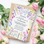 Invitation Le fleur sauvage Fait D'Une Fille Son Premier Anni<br><div class="desc">Cette invitation florale 'notre petit fleur sauvage fait un tour' est idéale pour le premier anniversaire d'une fille avec des fleurs sauvages de couleur arc-en-ciel dans une couronne autour de vos détails de l'événement. Cette invitation peut également être modifiée pour convenir à d'autres âges. Voir l'ensemble de la collection de...</div>