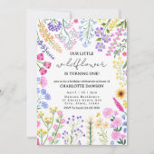 Invitation Le fleur sauvage Fait D'Une Fille Son Premier Anni (Devant)