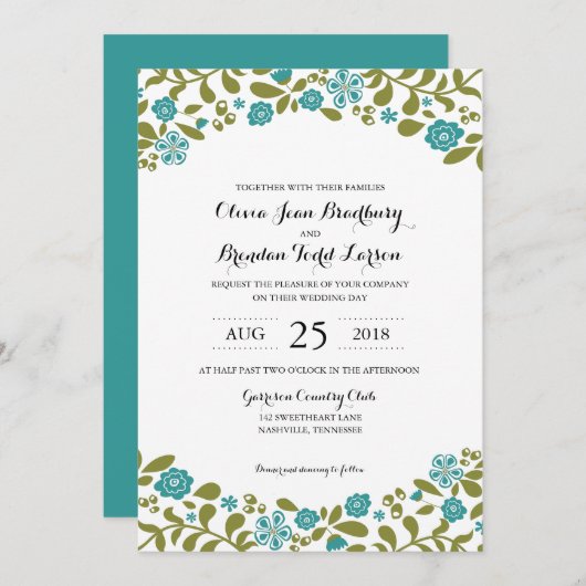 Invitation Le fleur sauvage fleurit | épousant (Devant / Derrière)