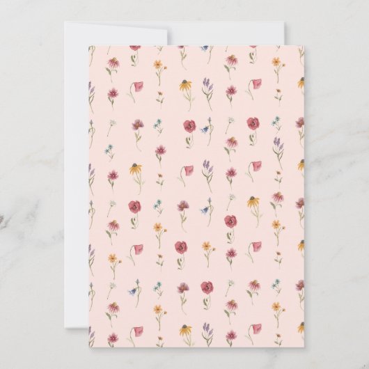 Invitation Le fleur sauvage Tourne Une Fille 1er Anniversaire (Dos)