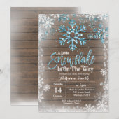 Invitation Le flocon bleu est sur le chemin baby shower (Devant / Derrière)