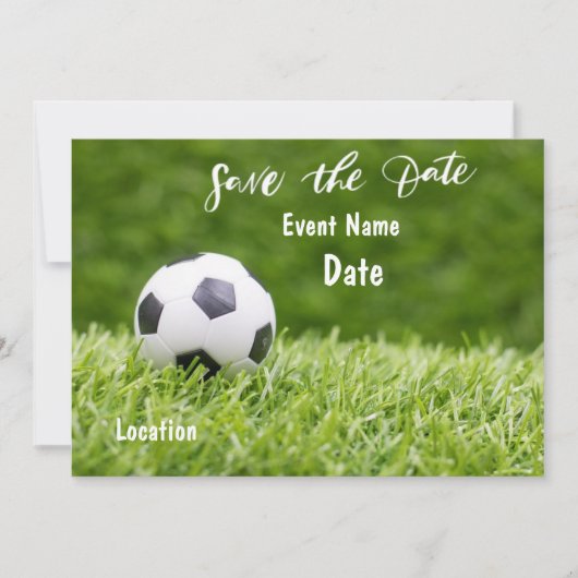 Invitation Le football est sur l'herbe verte save the date p (Devant)