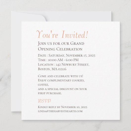 Invitation Le Foyer de la Moisson (Dos)