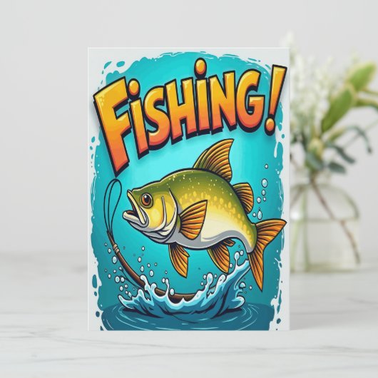 Invitation Le frisson de la pêche (Debout devant)