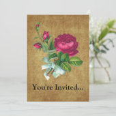 Invitation Le fuchsia vintage s'est levé (Debout devant)