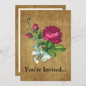 Invitation Le fuchsia vintage s'est levé (Devant / Derrière)