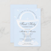 Invitation Le Garçon bleu Chalice de la Première Communion (Devant / Derrière)