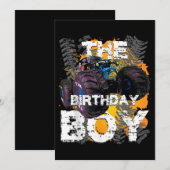 Invitation Le garçon d'anniversaire Monster Truck Matching Fa (Devant / Derrière)